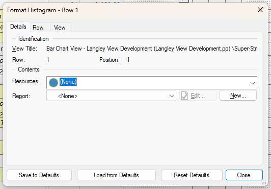 The Details tab of the Format Histogram dialog
