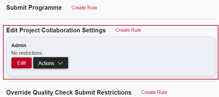 The new 'Edit Project Collaboration Settings' security rule