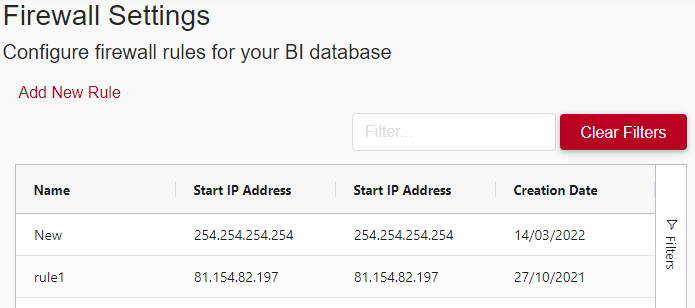 The Firewall Settings page