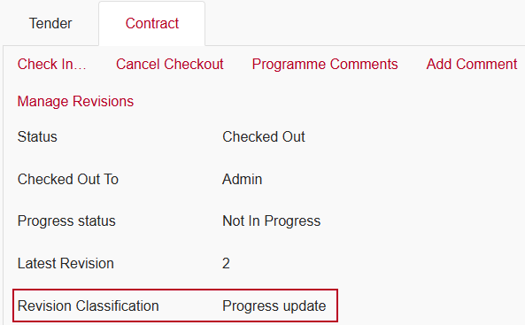 The new 'Revision Classification' field, highlighted on the Project page