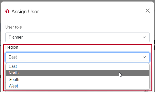 A user-defined field that can be used to filter users, highlighted on the Assign User popup