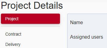 The Project Details page, showing two programme types - 'Contract' and 'Delivery'