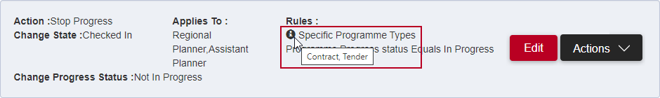 A tooltip showing the programme types to which a workflow rule applies