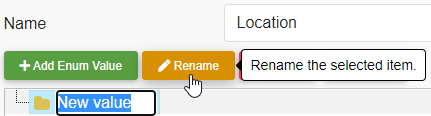 The name of the value becomes editable when you click Rename