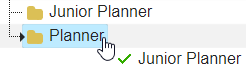 The 'Junior Planner' user role being clicked and dragged to the 'Planner' role