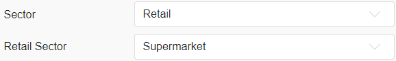 The Retail sector field appears on the Project page if 'Retail' is selected in the Sector field
