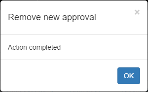 A popup informing you that a workflow action has been completed