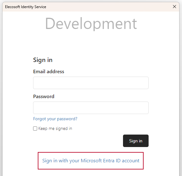The 'Sign in with your Microsoft Entra ID account' sign in option