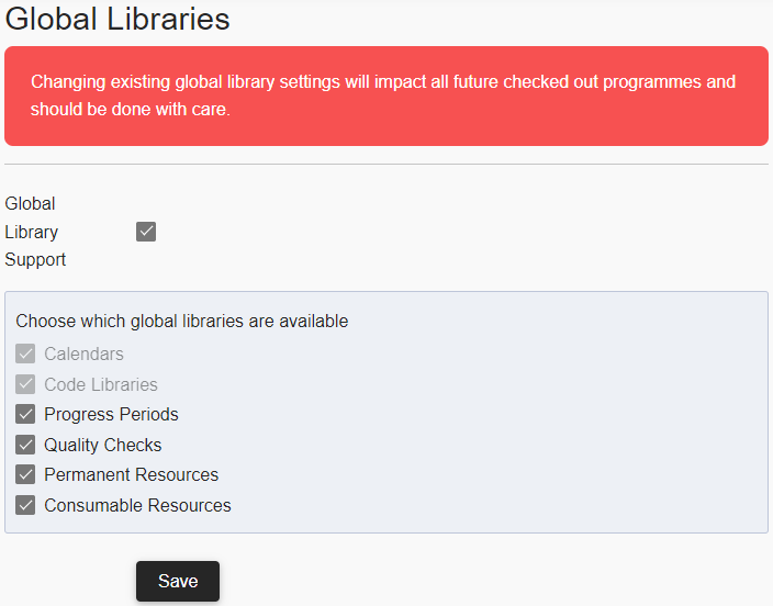 The Global Libraries page