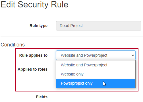 The 'Rule applies to' field, highlighted on the Edit Security Rule page
