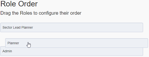 Changing the order of user roles on the Role Order page