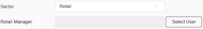 The Retail Manager field appears on the Project page if 'Retail' is selected in the Sector field