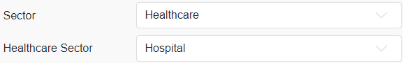 The Healthcare sector field appears on the Project page if 'Healthcare' is selected in the Sector field