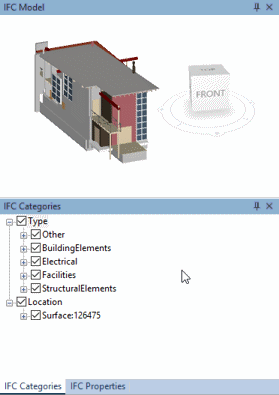 The IFC Categories pane in its default position